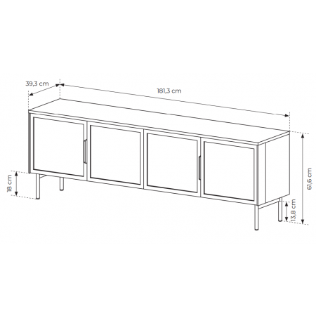 Szafla rtv 180 cm kaszmir komoda po telewizor 4D + LED przeszklona LIMA